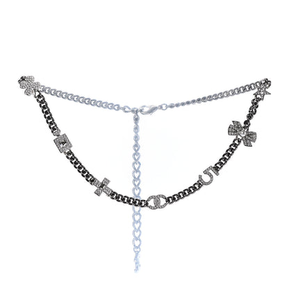 Chanel Pearl Crystal CC No 5 Perfume Bottle Choker Necklace Silver 3 of 7