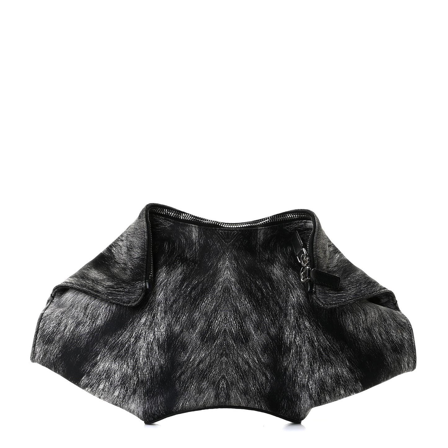 Silk Fur Print De Manta Clutch Black Grey
