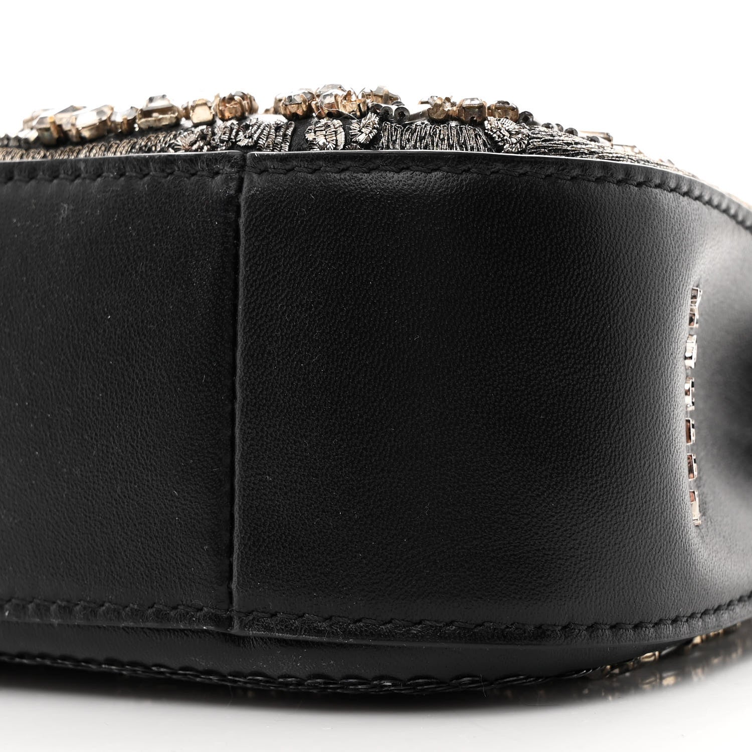 Alexander McQueen Lambskin Embellished Crystal Mini T-Bar Bag Black 9 of 10