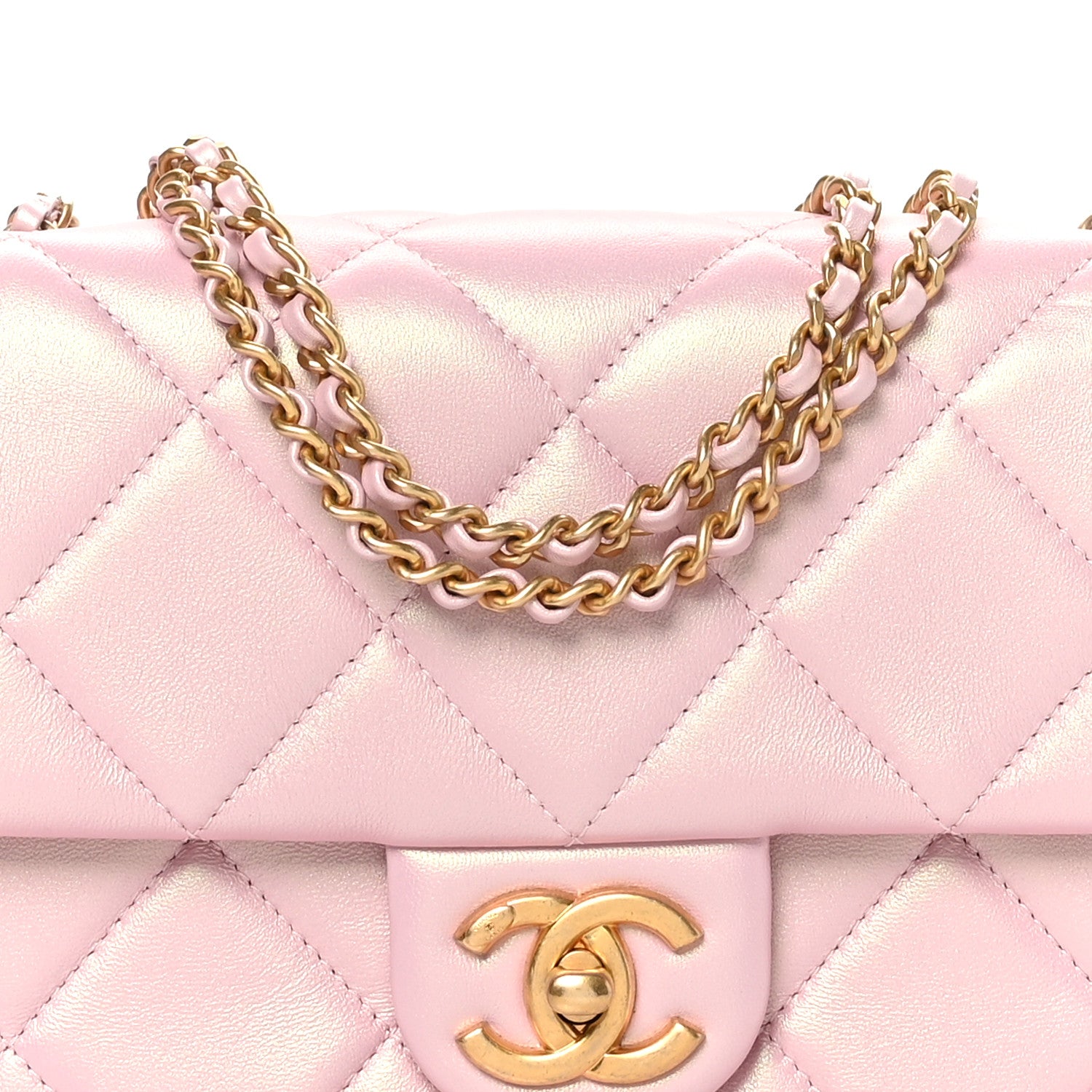 Chanel Pearly Lambskin Quilted Pearl Small Flap Pink 8 of 11