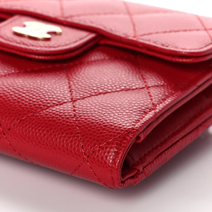 Chanel Caviar Quilted Compact Flap Wallet Red 8 of 10