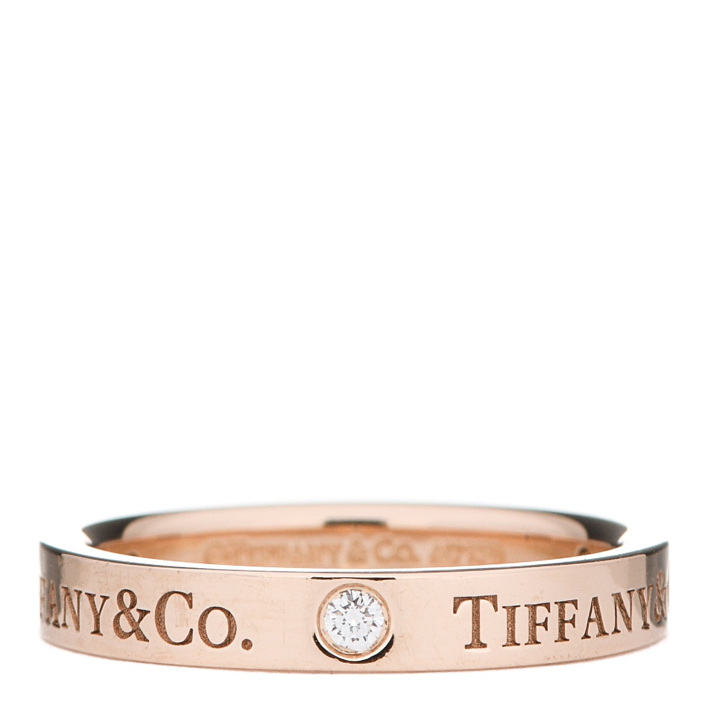 18K Rose Gold Diamond 3mm Logo Band Ring 50 5.25
