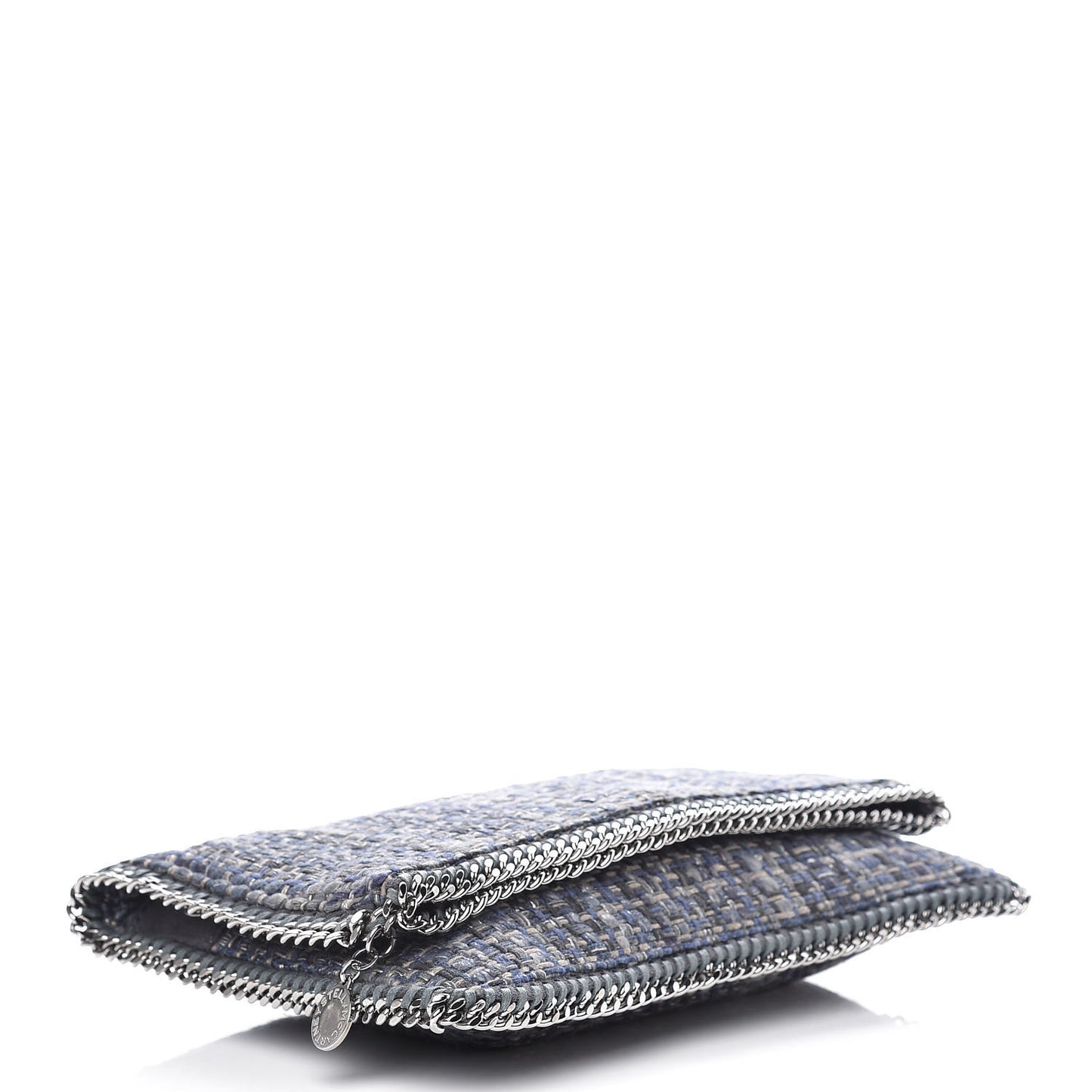Woven Boucle Fold Over Falabella Clutch Blue