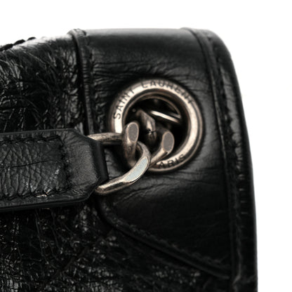 Saint Laurent Crinkled Calfskin Matelasse Monogram Medium Niki Chain Satchel Black Black 11 of 12