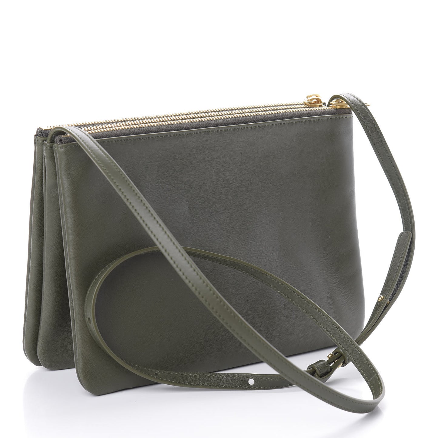 Lambskin Large Trio Crossbody Bag Army Green