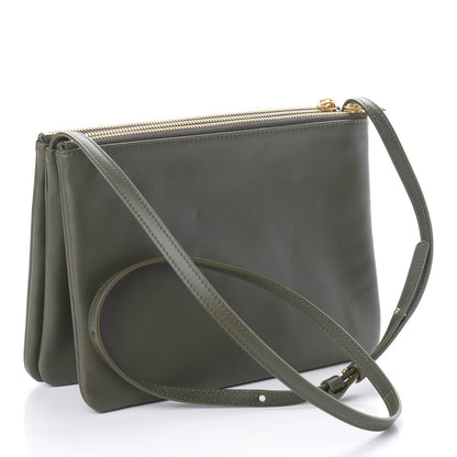 Celine Lambskin Large Trio Crossbody Bag Army Green 3 of 10