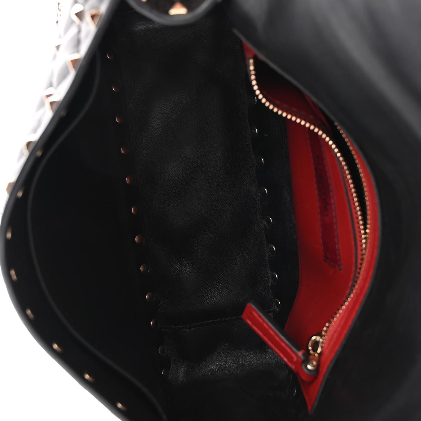 Lambskin Medium Rockstud Spike Shoulder Bag Black