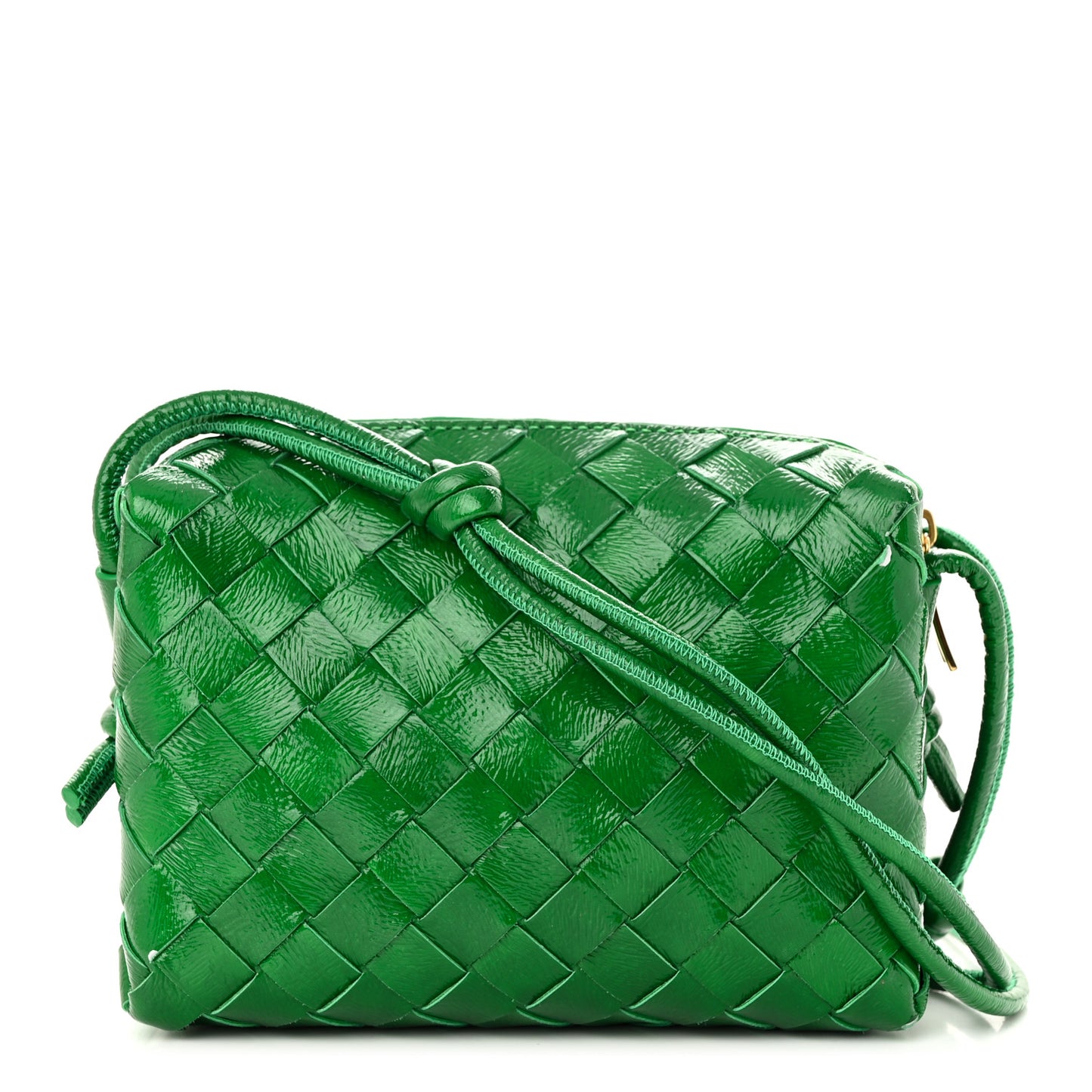 Patent Nappa Intrecciato Mini Loop Camera Bag Green