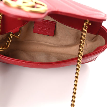 Gucci Calfskin Matelasse Super Mini GG Marmont Shoulder Bag Hibiscus Red 5 of 14