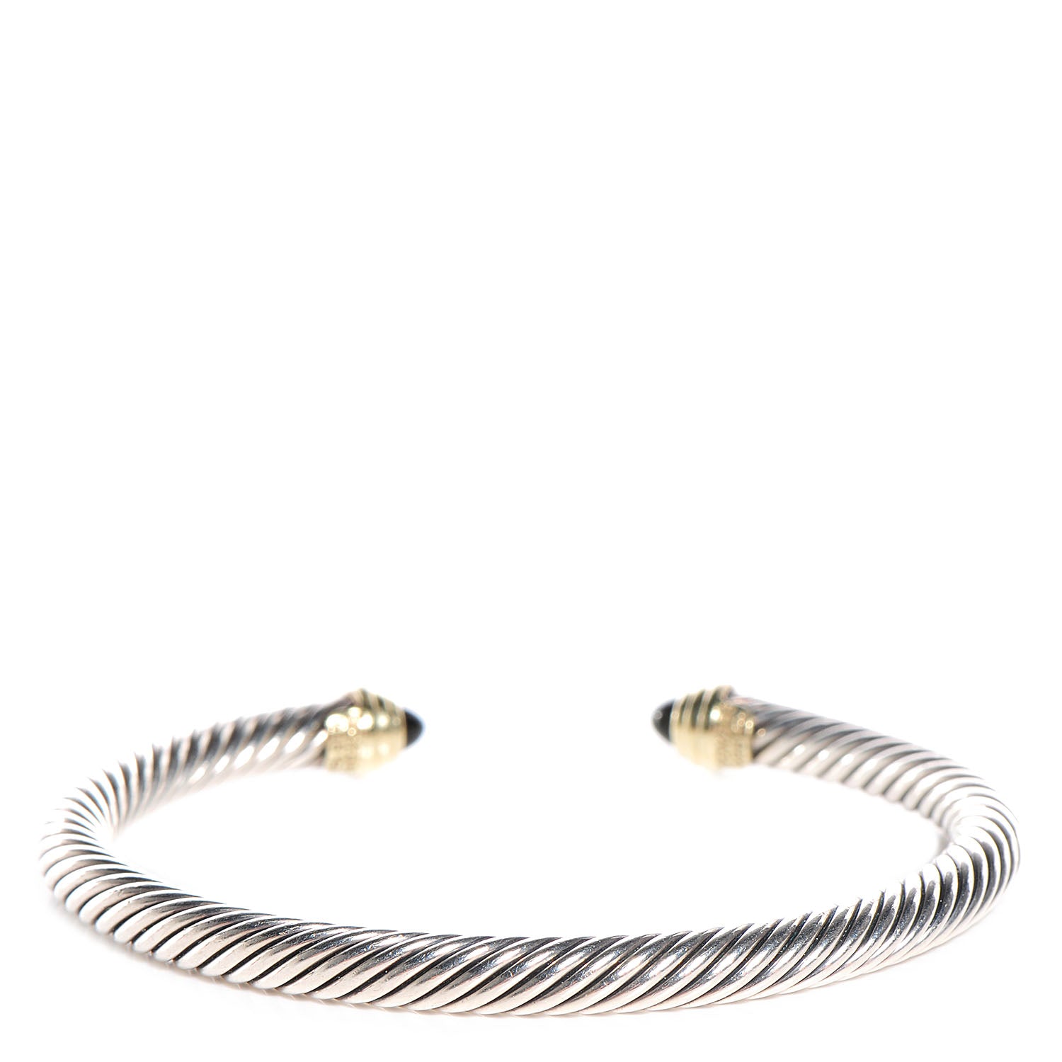 David Yurman Sterling Silver 14K Yellow Gold Black Onyx 5mm Cable Classics Bracelet 3 of 6