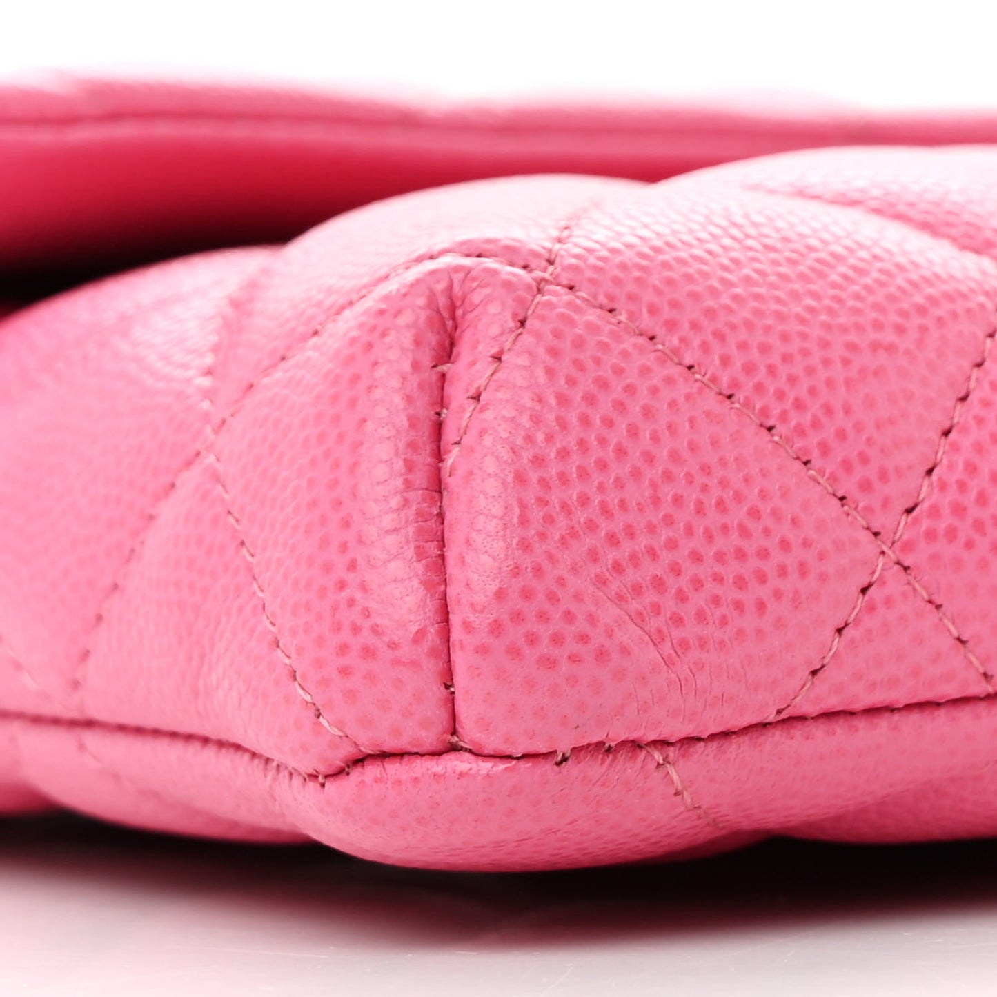 Caviar Quilted Flap Clutch Pink