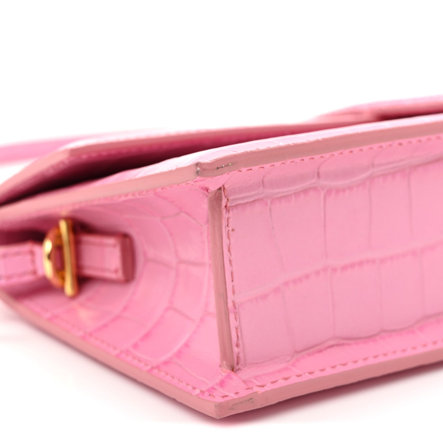 Calfskin Crocodile Embossed Le Bambino Long Pink