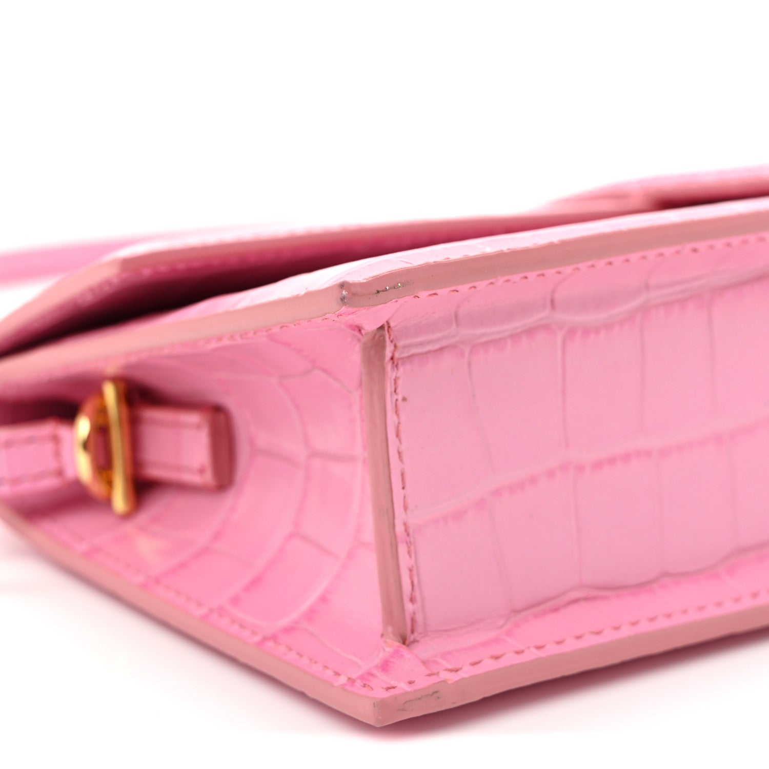 Jacquemus Calfskin Crocodile Embossed Le Bambino Long Pink 8 of 9