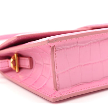 Jacquemus Calfskin Crocodile Embossed Le Bambino Long Pink 8 of 9