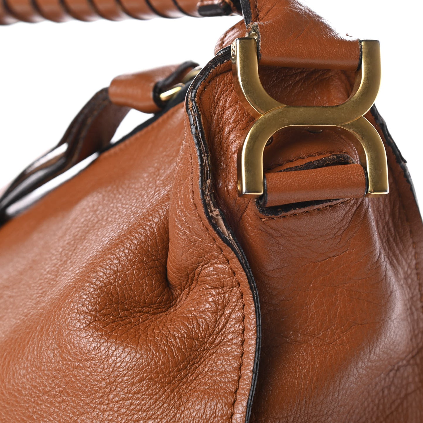 Calfskin Braided Large Marcie Hobo Caramel