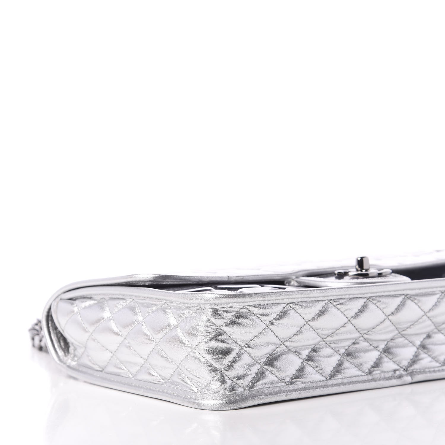 Chanel Vinyl Large Ice Cube Flap Silver 9 of 13