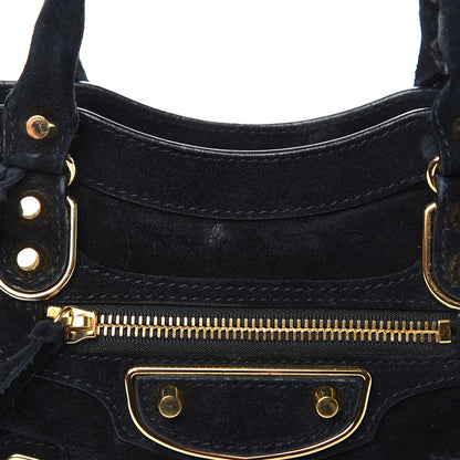 Balenciaga Baby Daim Suede Gold Metallic Edge Hardware Mini City Black 12 of 12