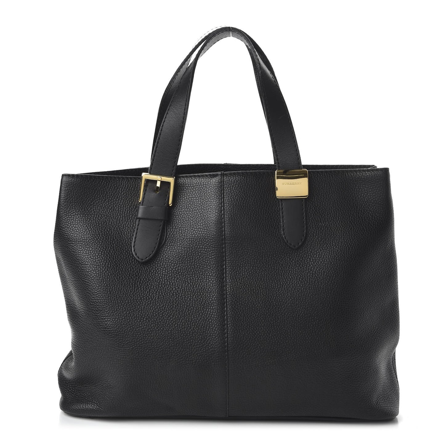 Grainy Calfskin Haymarket Check Tote Black