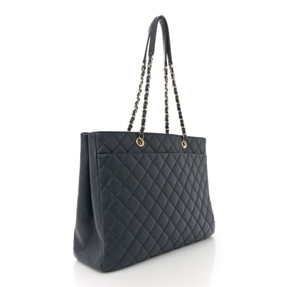 Chanel Caviar Quilted Large CC Shopping Tote Navy 3 of 13