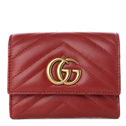 Gucci Calfskin Matelasse GG Marmont Wallet Hibiscus Red 1 of 9