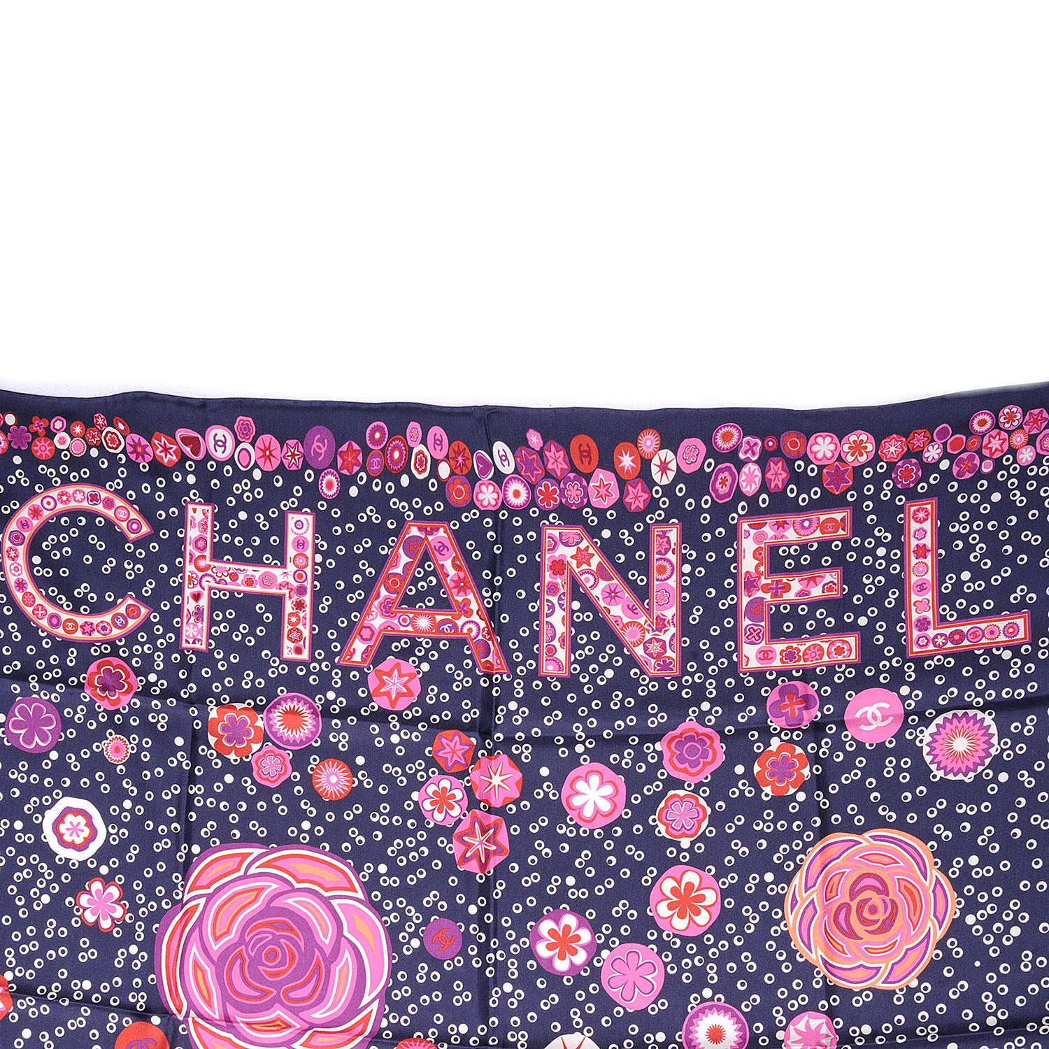 Chanel Silk Camellia Flower Scarf 7 of 9