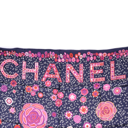 Chanel Silk Camellia Flower Scarf 7 of 9