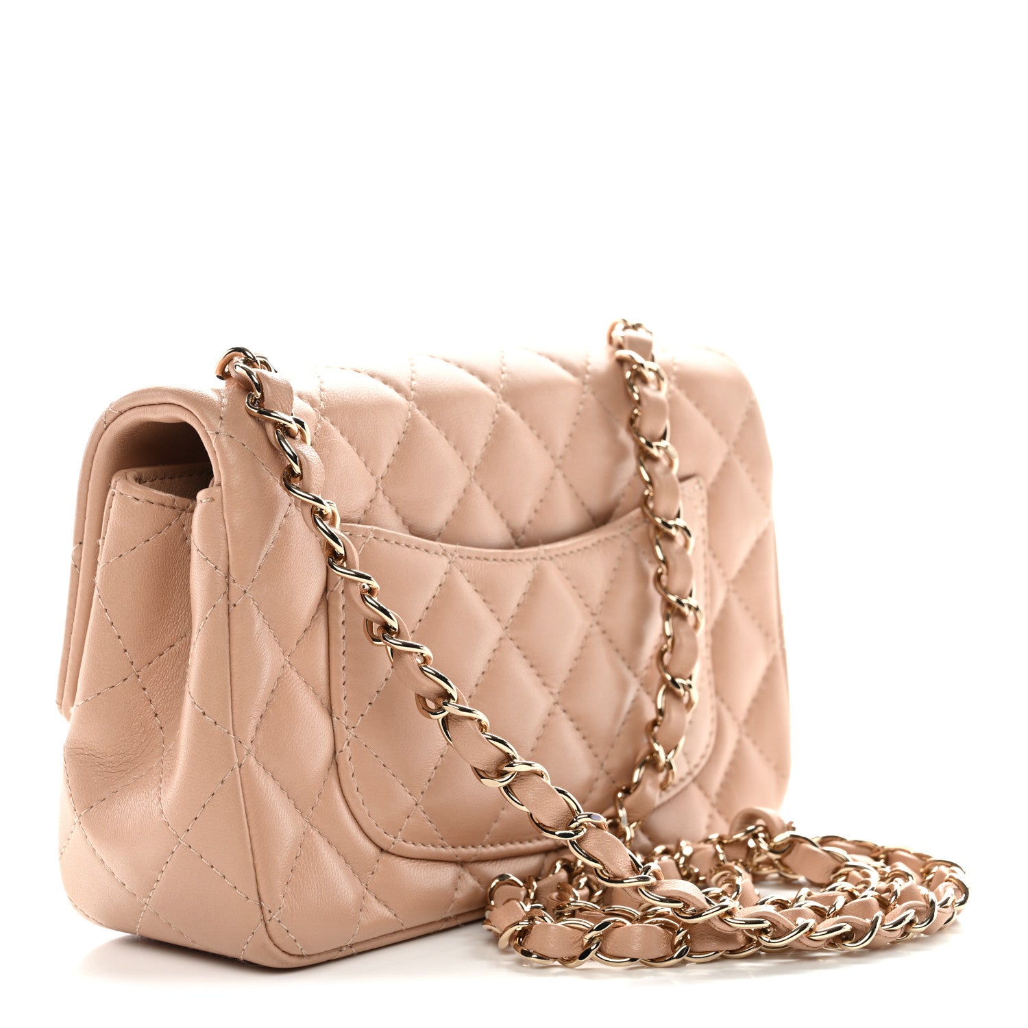 Chanel Lambskin Quilted Mini Rectangular Flap Beige 3 of 11