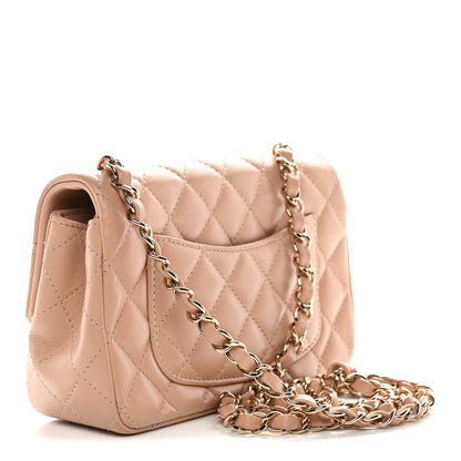 Chanel Lambskin Quilted Mini Rectangular Flap Beige 3 of 11