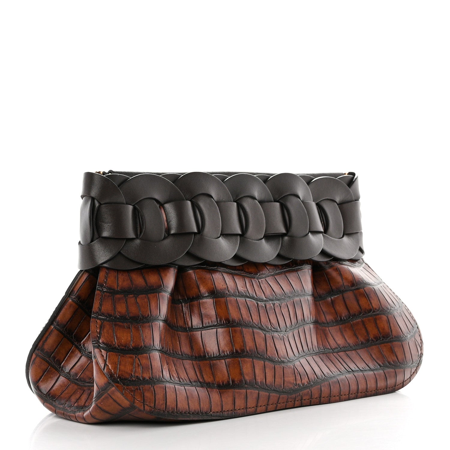 Chloe Crocodile Embossed Darryl Clutch Brown 3 of 9