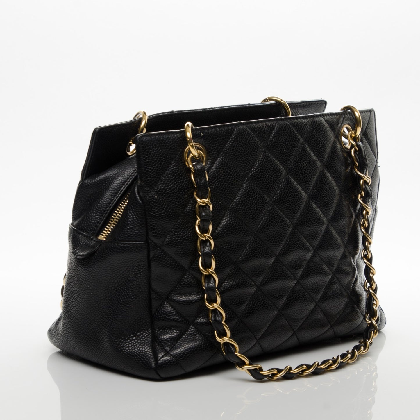 Caviar Quilted Petit Timeless Tote PTT Black