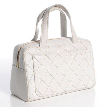 Chanel Calfskin Wild Stitch Surpique Top Handle Bag White 3 of 7