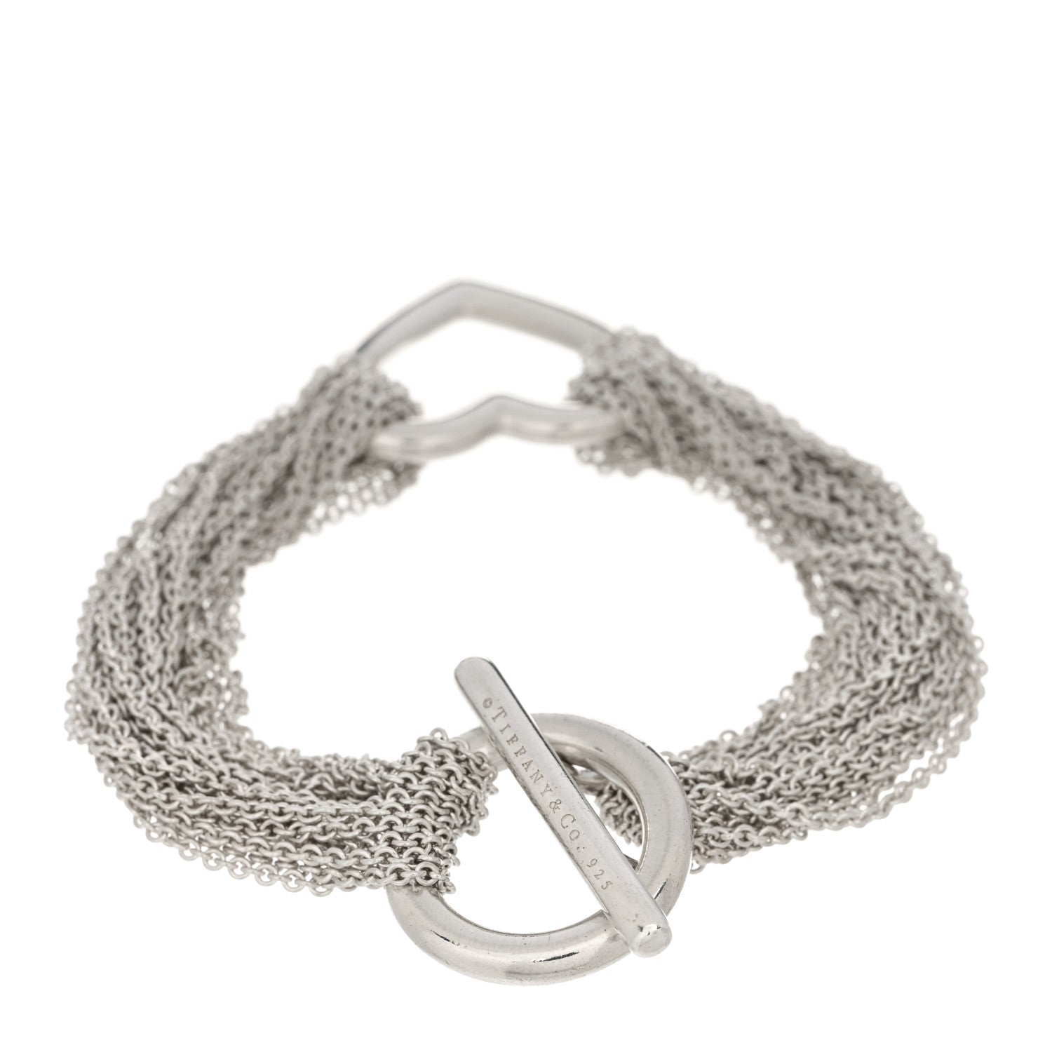 Tiffany Sterling Silver Open Heart Multi Strand Bracelet 2 of 3