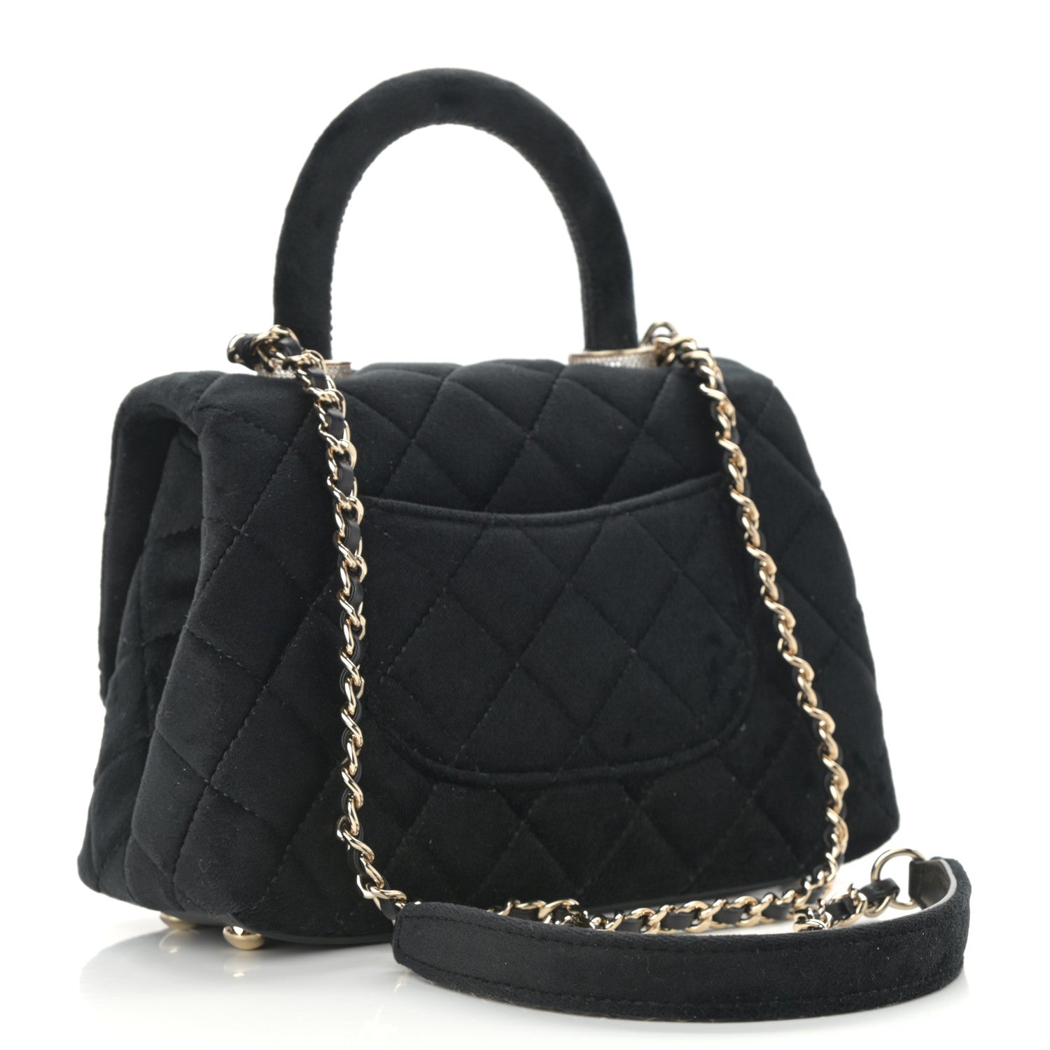 Chanel Velvet Crystal Quilted Extra Mini Coco Handle Flap Black 3 of 11