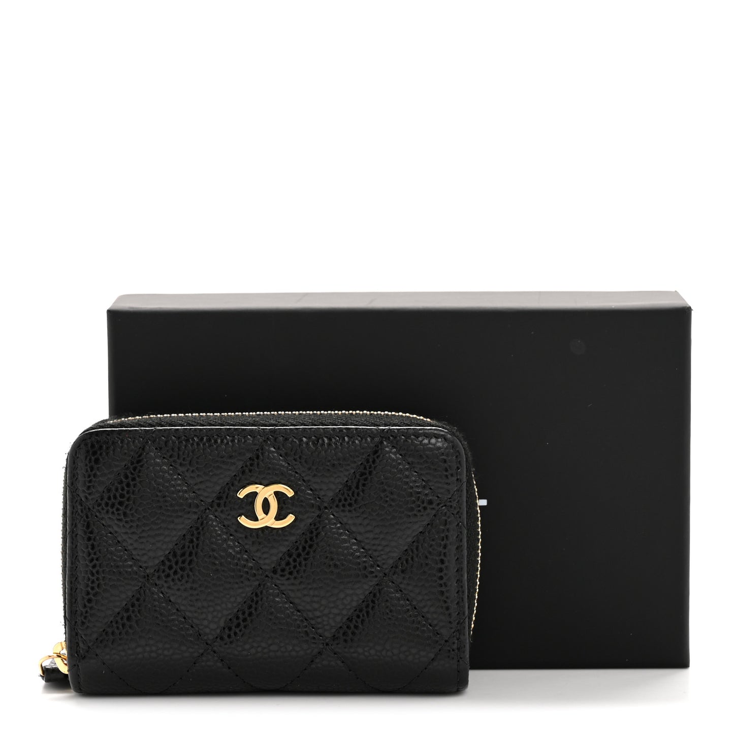 Caviar Quilted Zip Coin Purse Black
