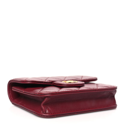 Chanel Lambskin Quilted Top Handle Flap Coin Purse With Chain Burgundy 3 of 11