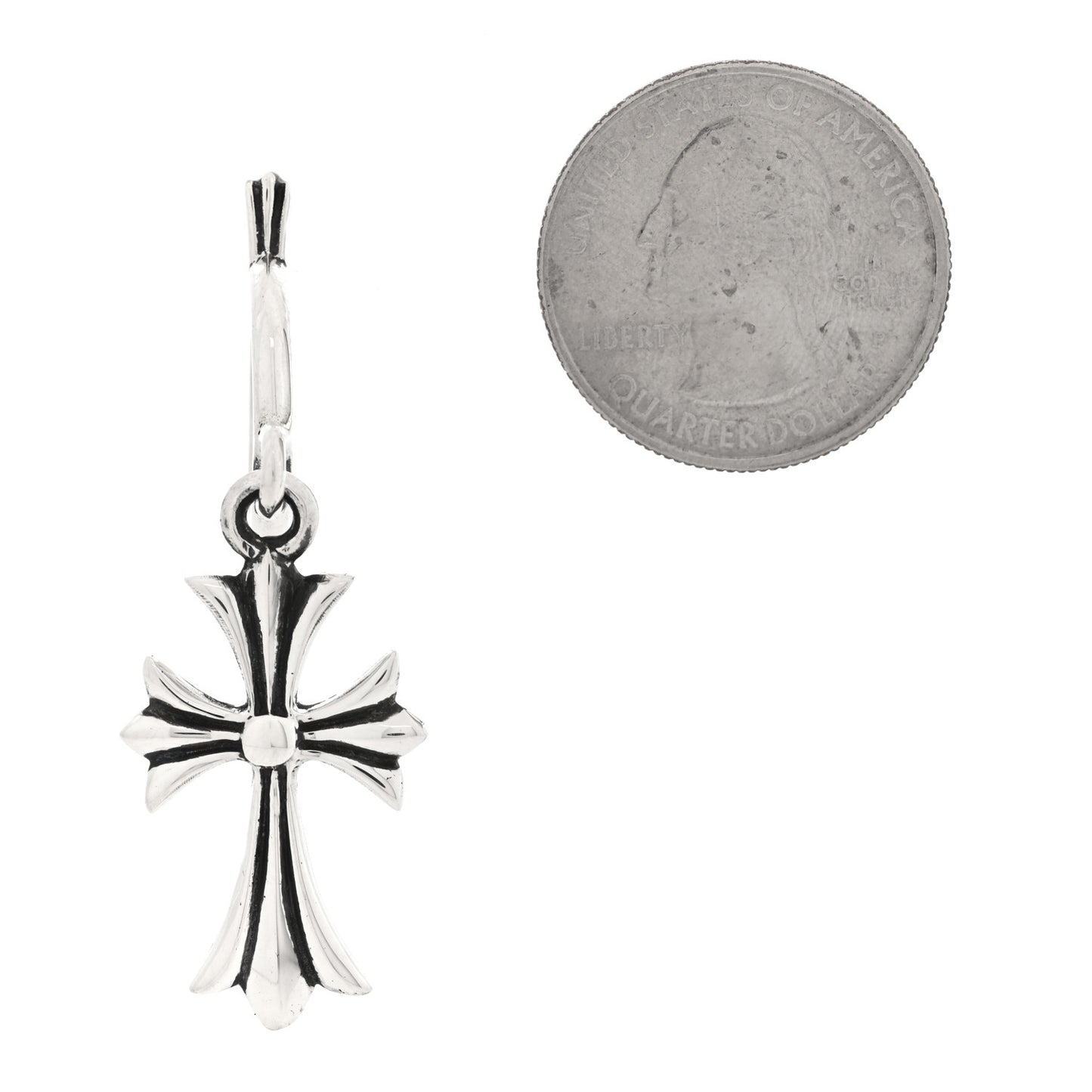Sterling Silver Tiny CH Cross Hoop Drop Single Earring
