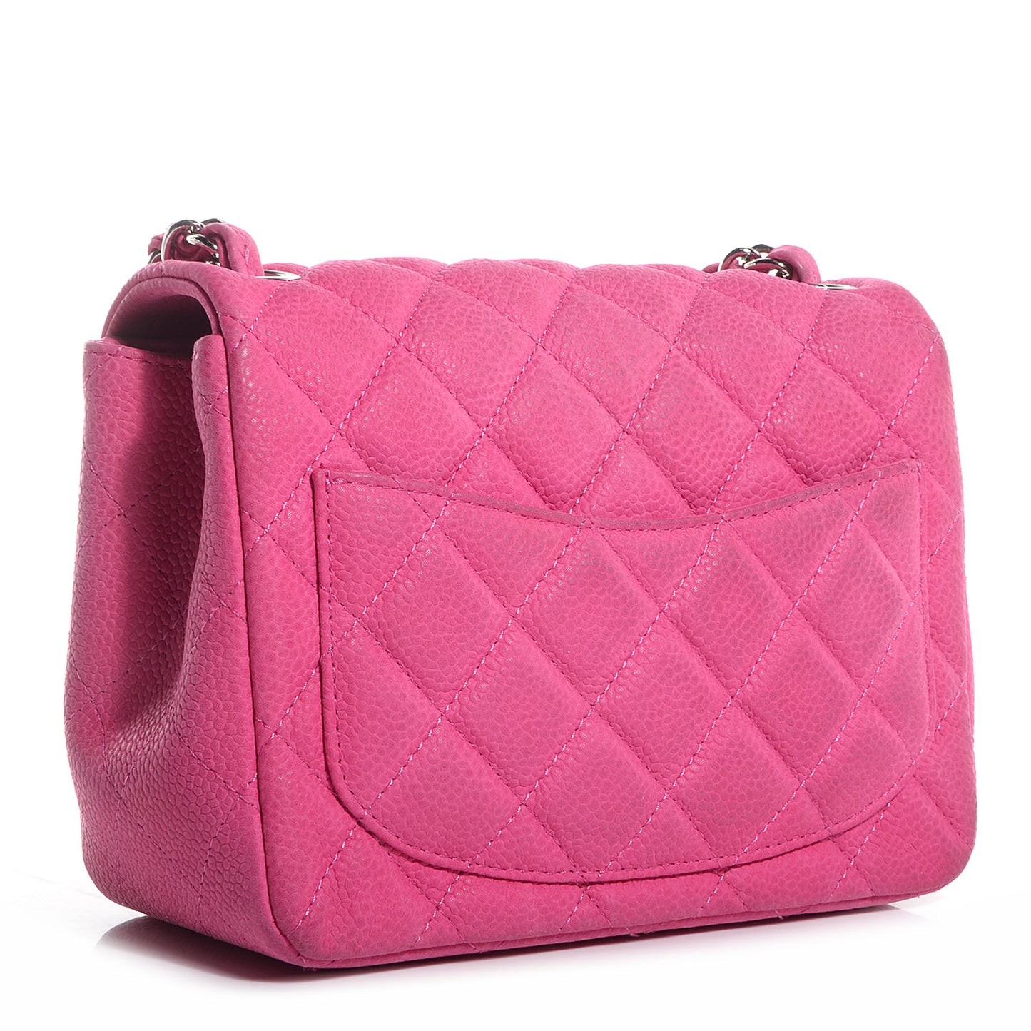 Iridescent Caviar Quilted Mini Square Flap Pink