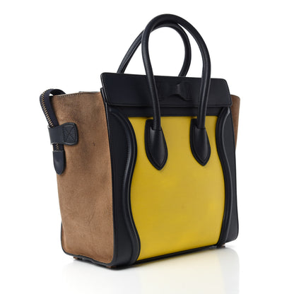 Celine Nubuck Grained Calfskin Micro Tri-Color Luggage Fluo Yellow 3 of 11