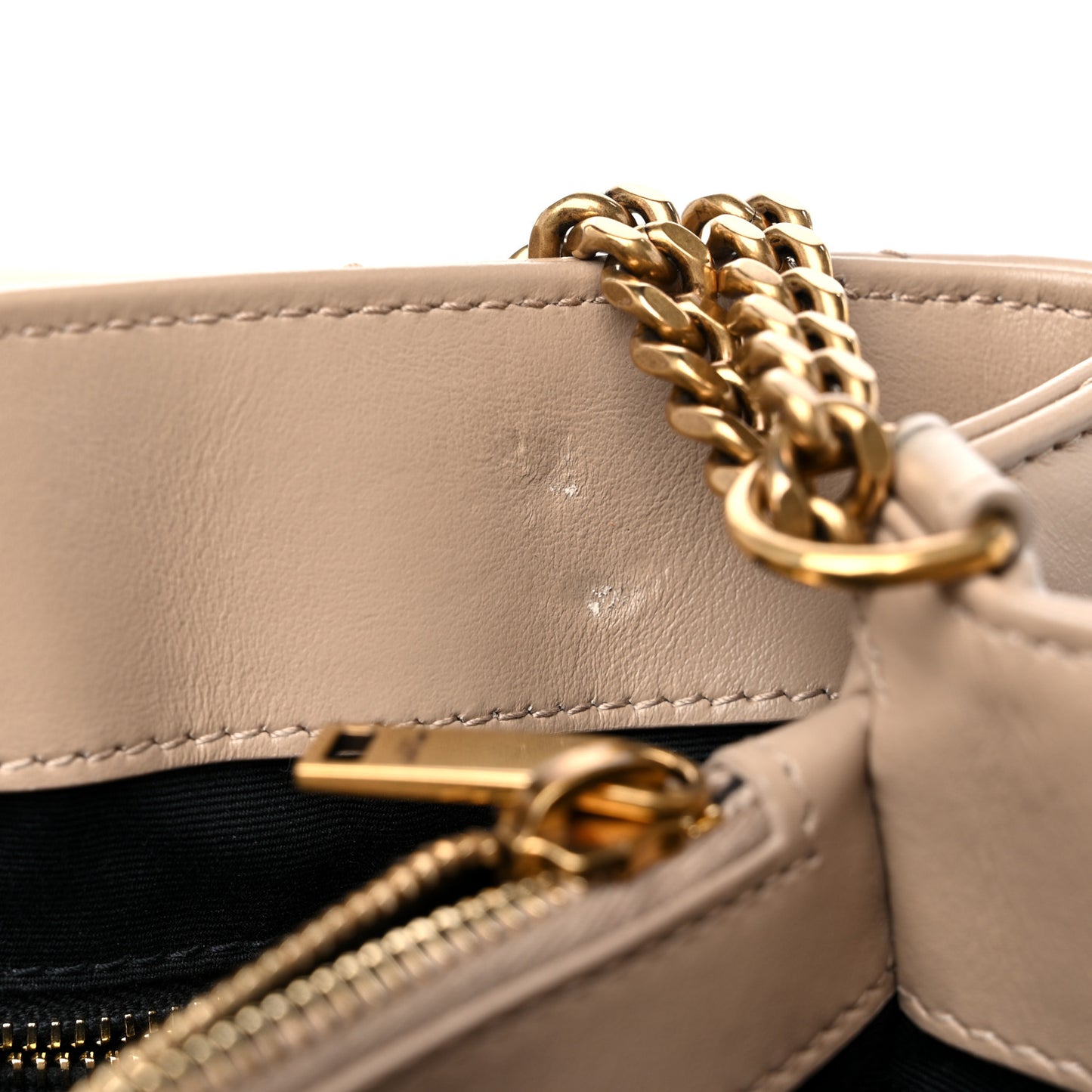 Calfskin Y Quilted Monogram Medium Loulou Chain Satchel Dark Beige