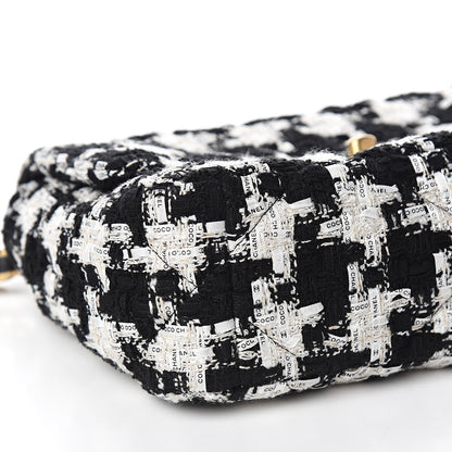 Chanel Tweed Quilted Medium 19 Flap Black Ecru White 4 of 10