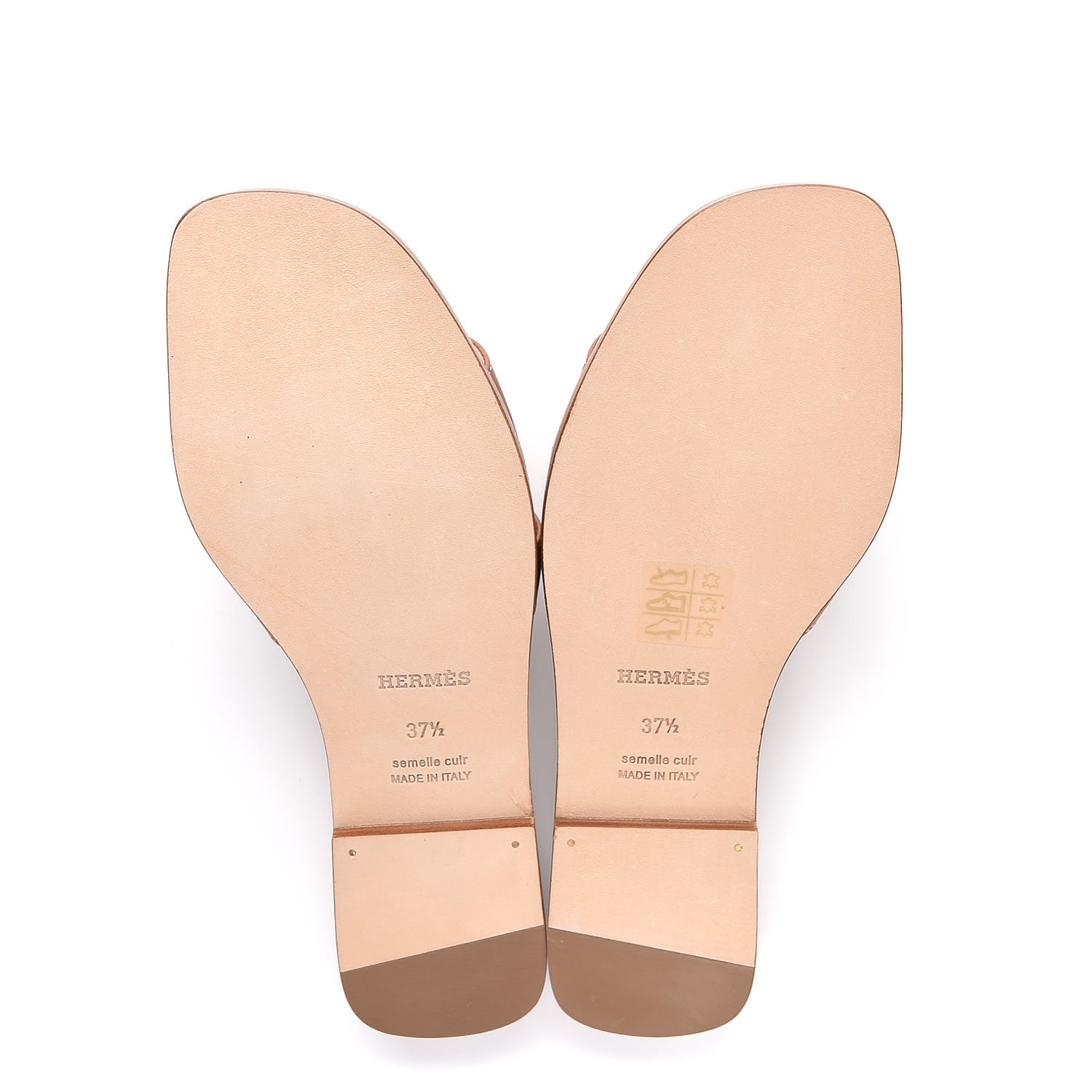 Hermes Box Calfskin Oran Sandals 37.5 Gold 5 of 8