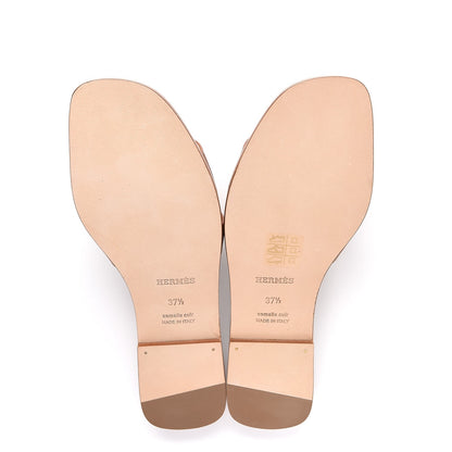 Hermes Box Calfskin Oran Sandals 37.5 Gold 5 of 8