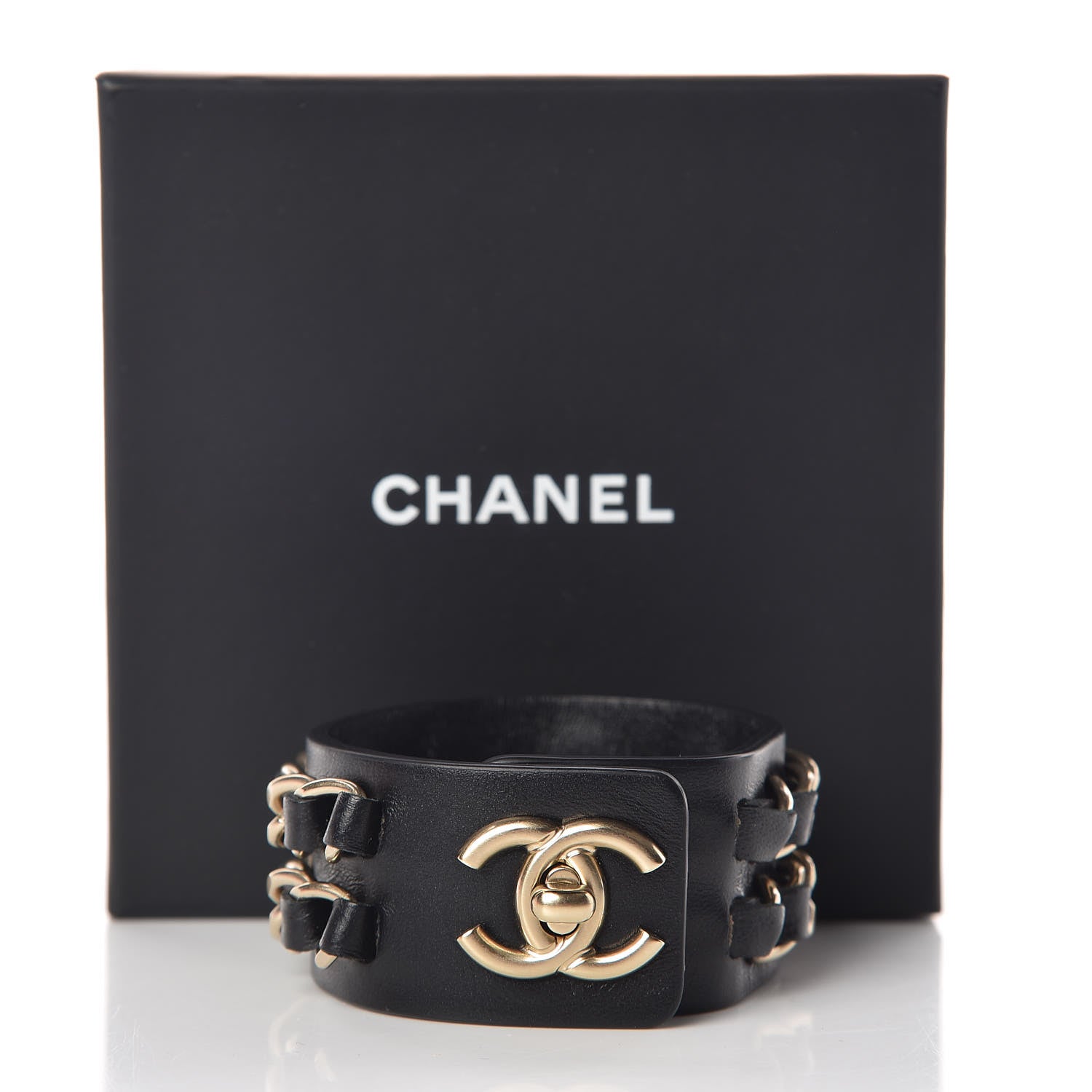 Chanel Lambskin CC Chain Turnlock Bracelet M Black 5 of 5