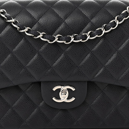 Chanel Caviar Quilted Jumbo Double Flap Navy Blue 7 of 9