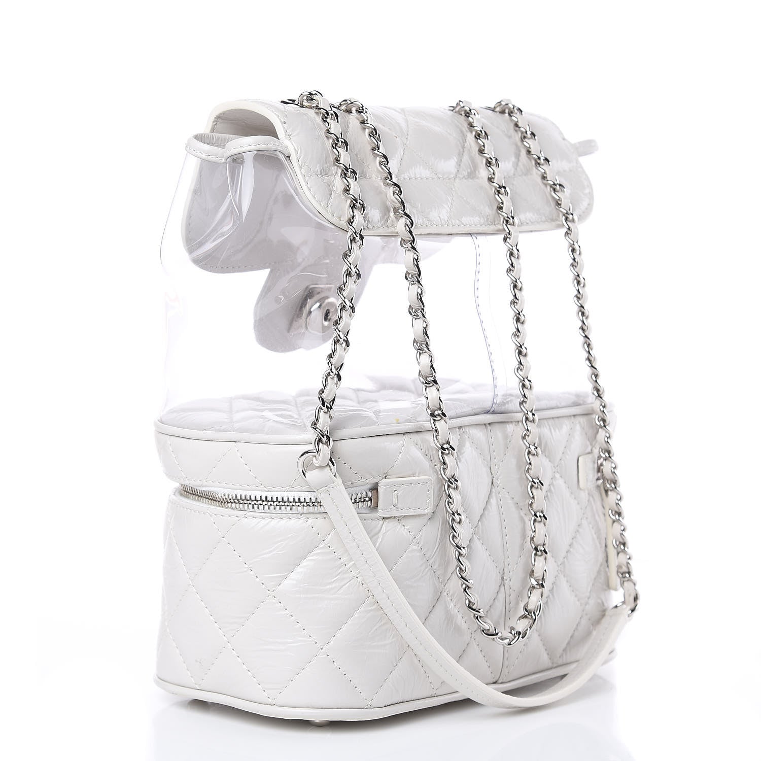 Chanel Crumpled Calfskin PVC Quilted Flap White 3 of 12