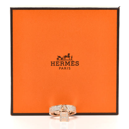 Hermes 18K Rose Gold Diamond MM Kelly Clochette Ring 51 5.75 7 of 7