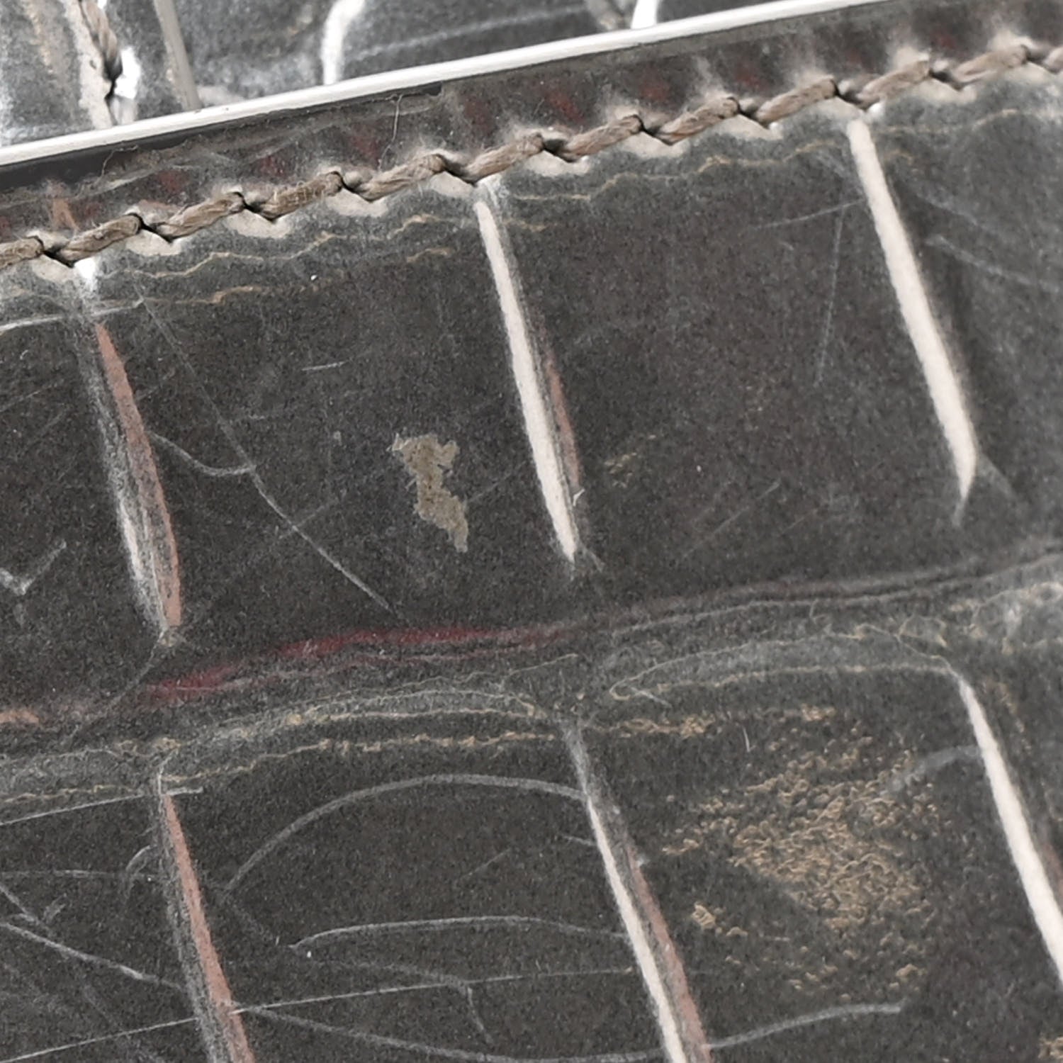 Balenciaga Metallic Calfskin Crocodile Embossed Hourglass Chain Bag Silver 13 of 17