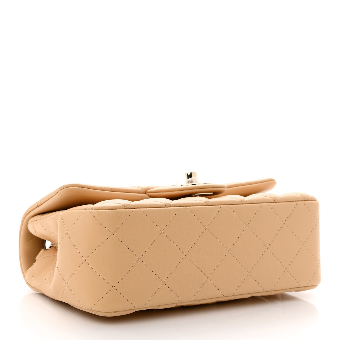 Lambskin Quilted Mini Rectangular Flap Beige