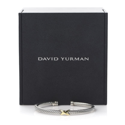 David Yurman Sterling Silver 18K Yellow Gold 4mm X Station Cable Bracelet 5 of 5