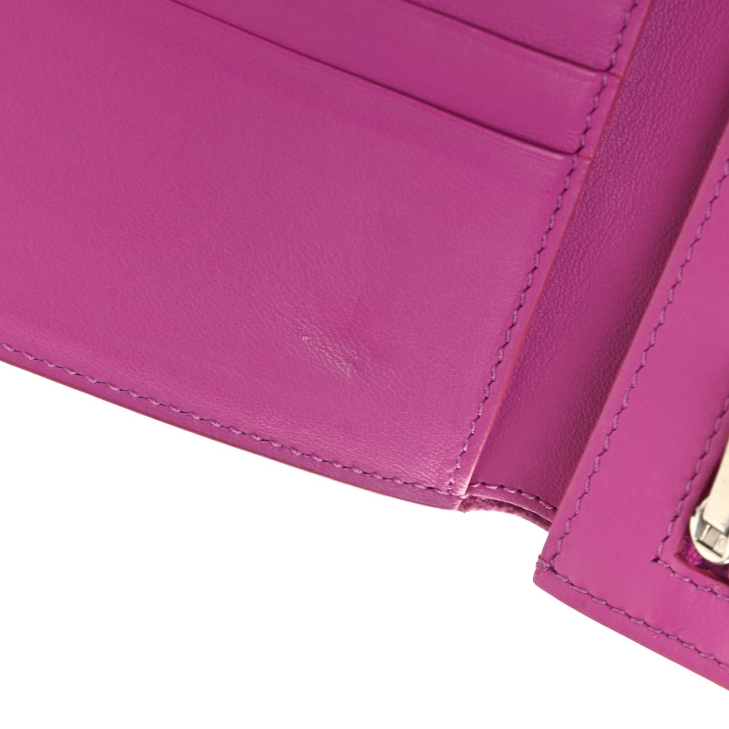 Grained Calfskin Medium Multifunction Strap Wallet Magenta
